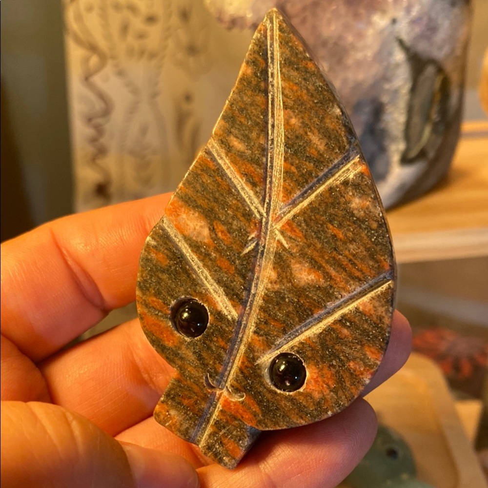 Carved red jasper Leaf buddy
